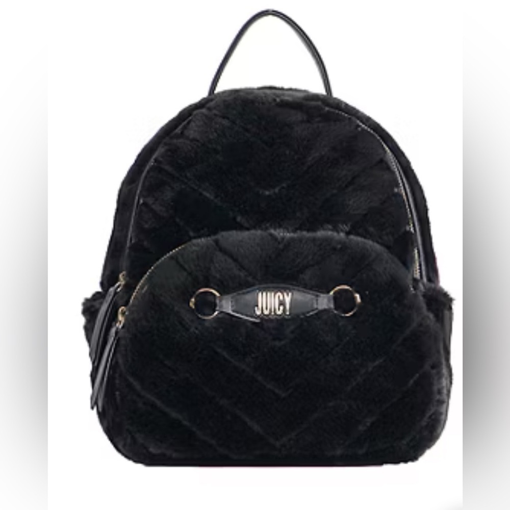 Juicy Couture Black Faux Fur Backpack